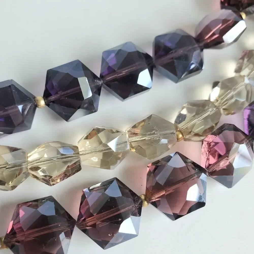 Vintage Kenneth Cole‎ Necklace Gold Tone Faceted Amethyst Purple Crystal Beads